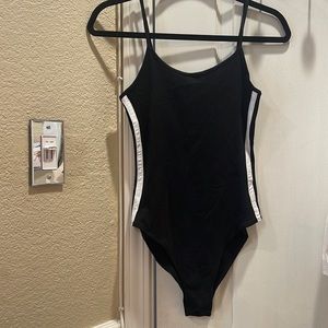 black and white body suit